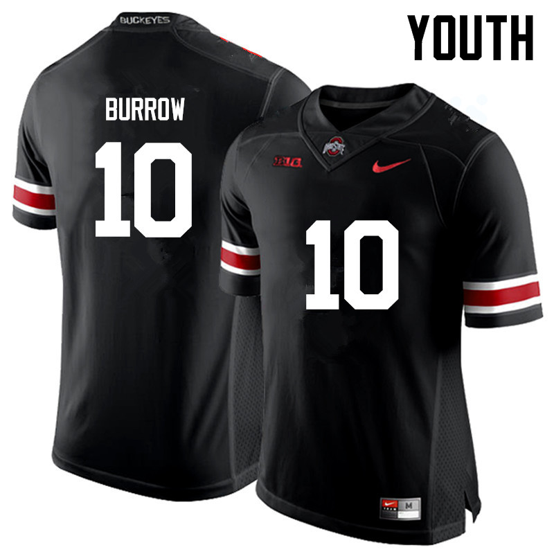 Ohio State Buckeyes Joe Burrow Youth #10 Black Game Stitched College Football Jersey